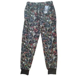 Ed Hardy Mens Tattoo Print Loungewear Joggers Skulls Dragons Velvet Pajamas